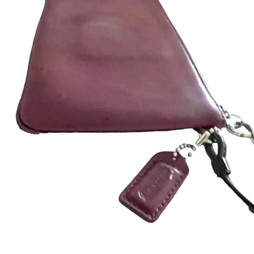 VINTAGE COACH Clutch Bag Y2K Red Leather Clutch Brown Trim Wristlet 744-23